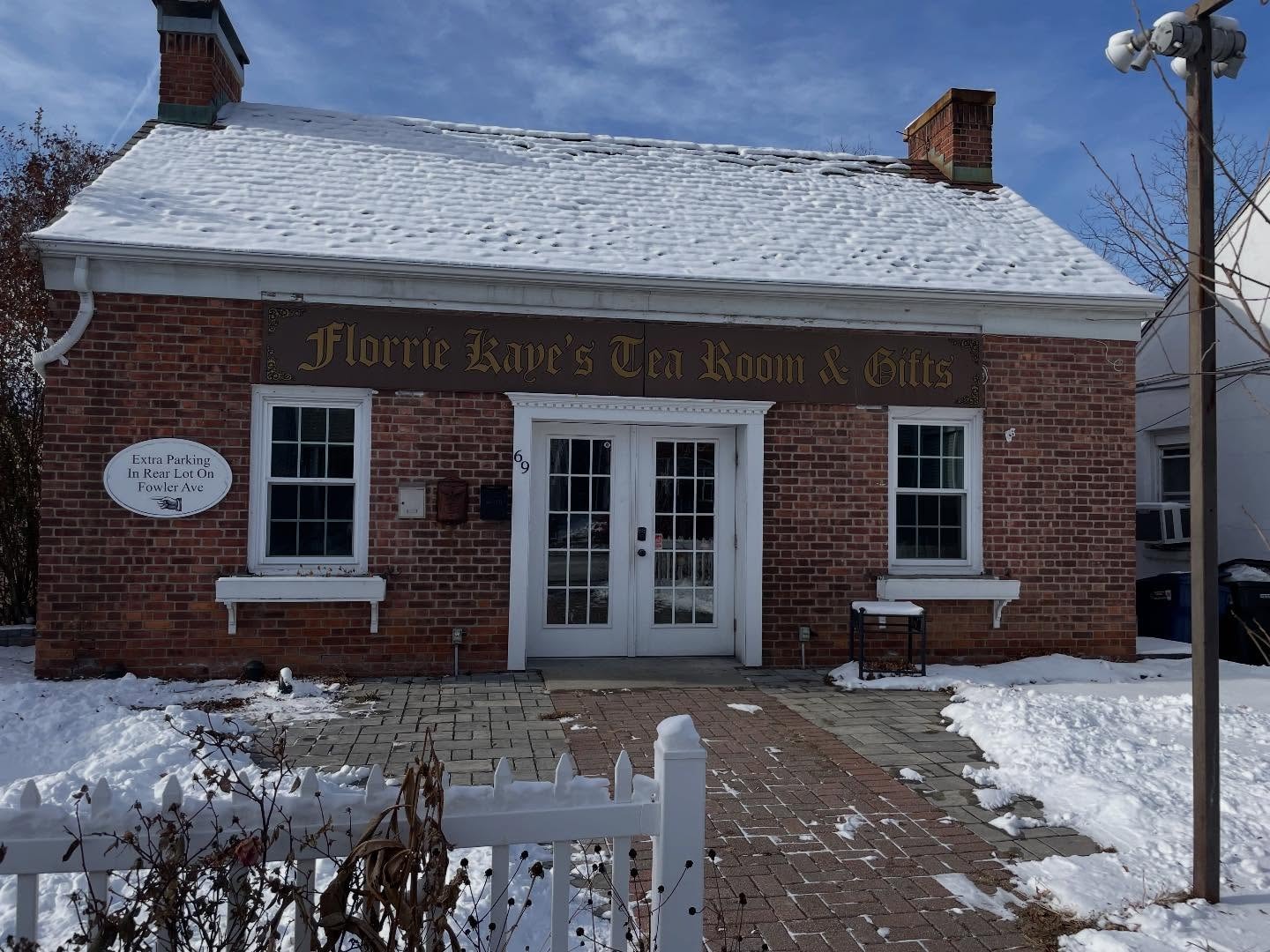 Snowy exterior of 69 Gleneida Avenue, future home of Brewster Theater Company